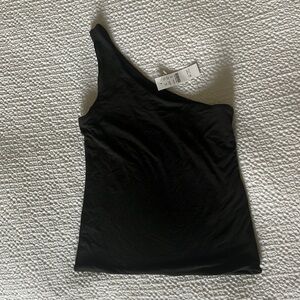 NWT JCrew One Shoulder Knit Top black xs